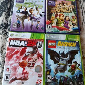 xbox 360 game lot kinect sports kinect adventure NBA2K11 lego batman